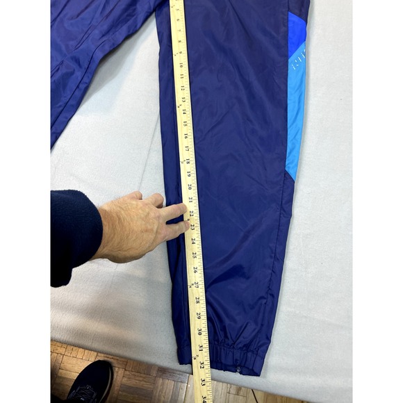 Nike Blue Windbreaker Pants Large Joggers.Vintage 90s Gray Tag Ankle Zip - Picture 9 of 16